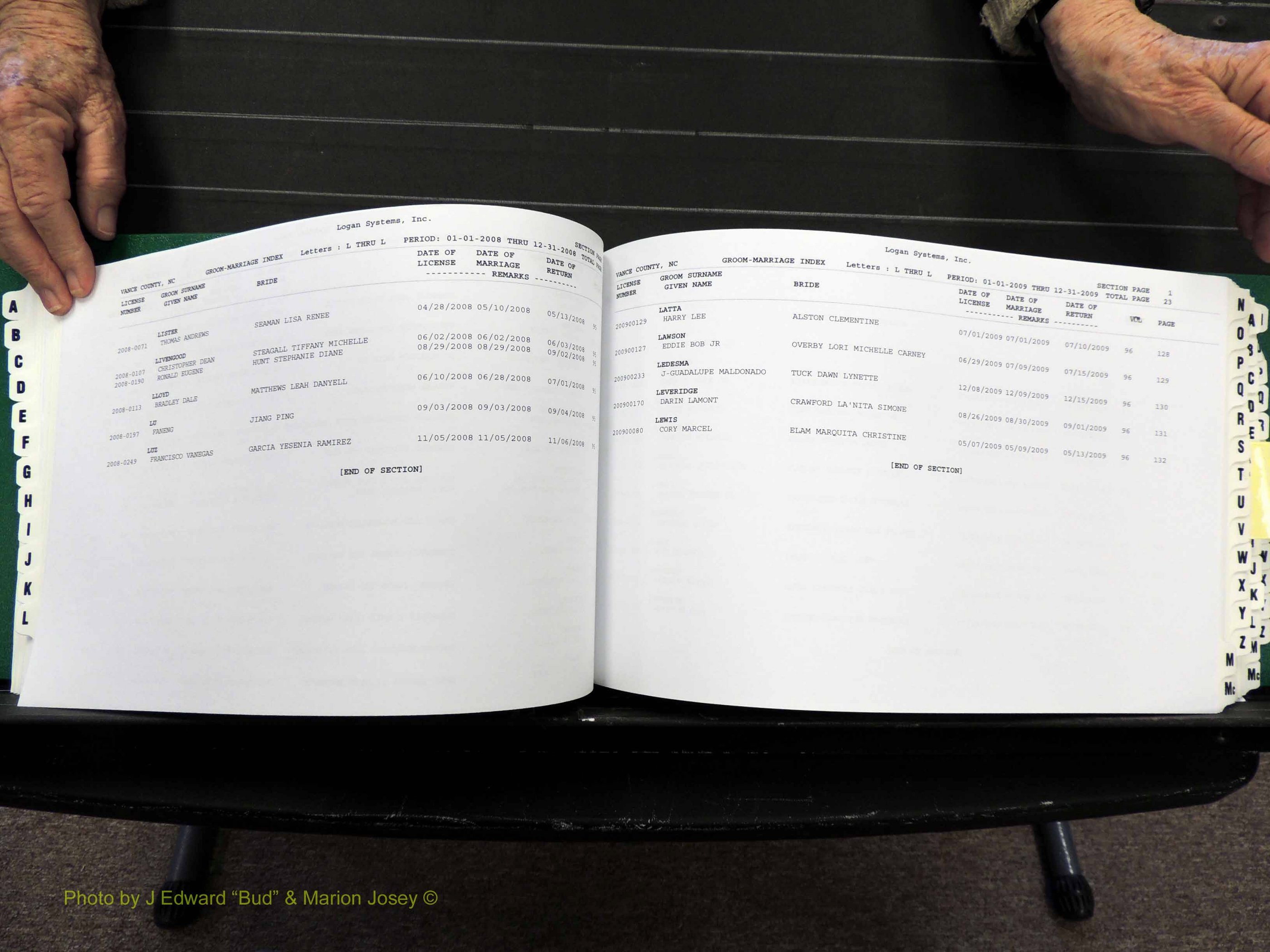 Vance Co, NC, Marriages, A-Z, 2005-2010 (176).JPG
