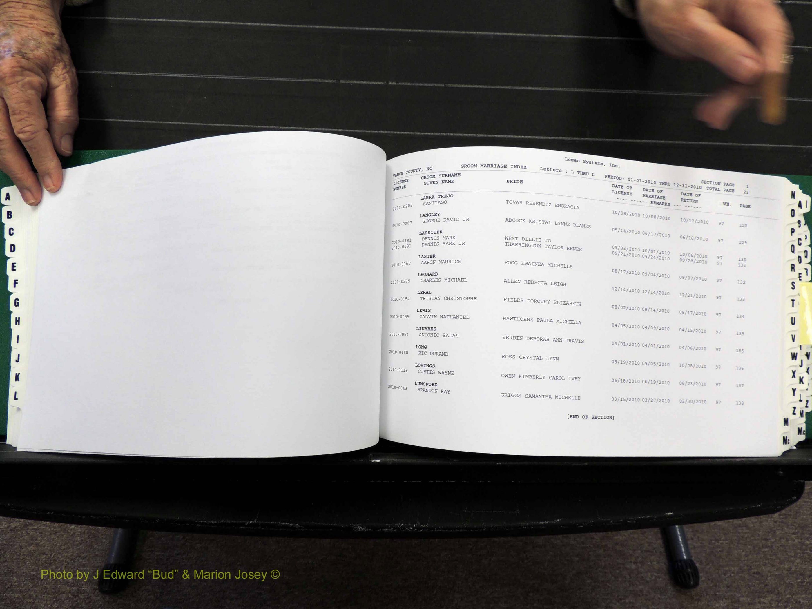Vance Co, NC, Marriages, A-Z, 2005-2010 (177).JPG