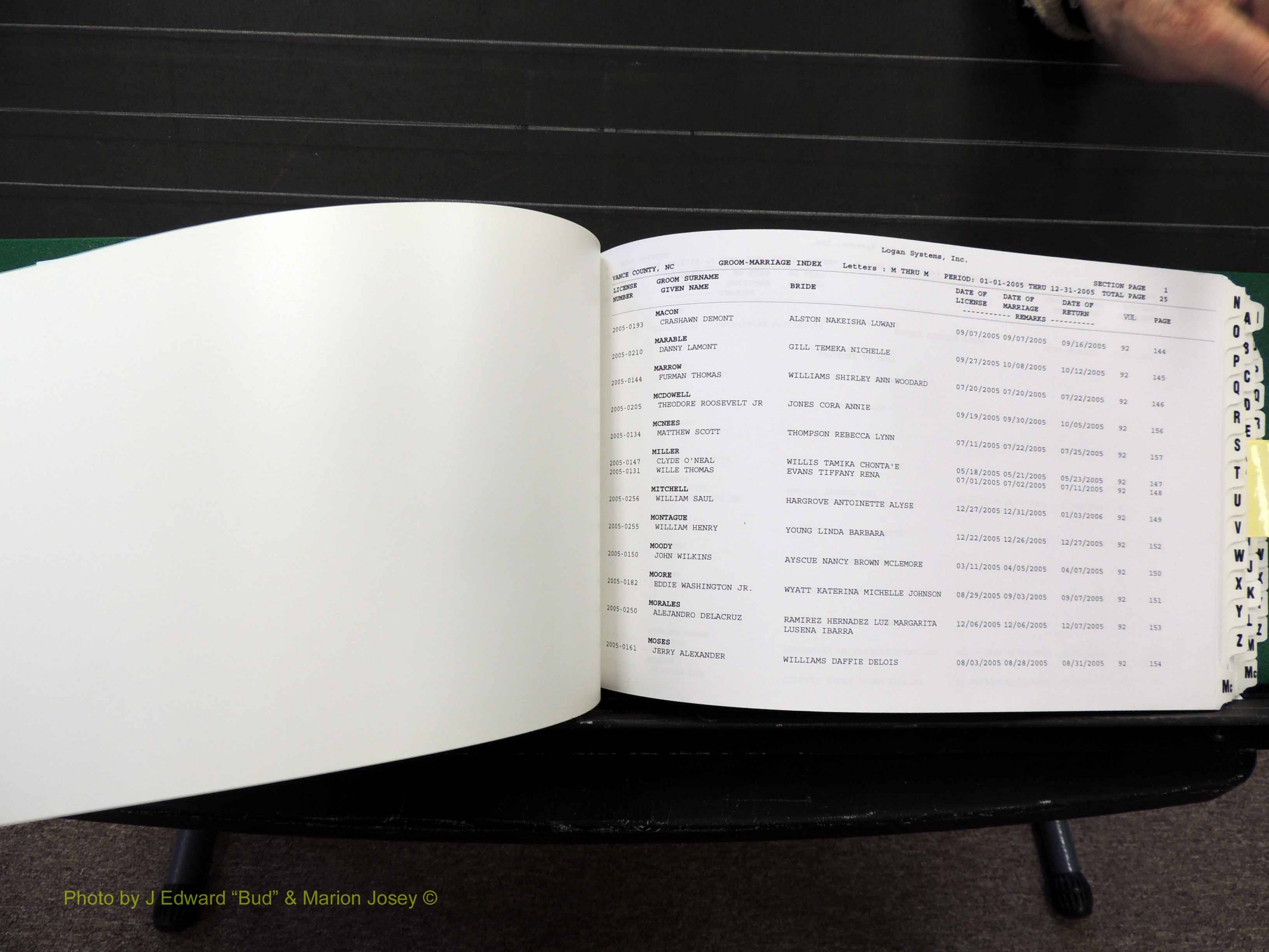 Vance Co, NC, Marriages, A-Z, 2005-2010 (178).JPG