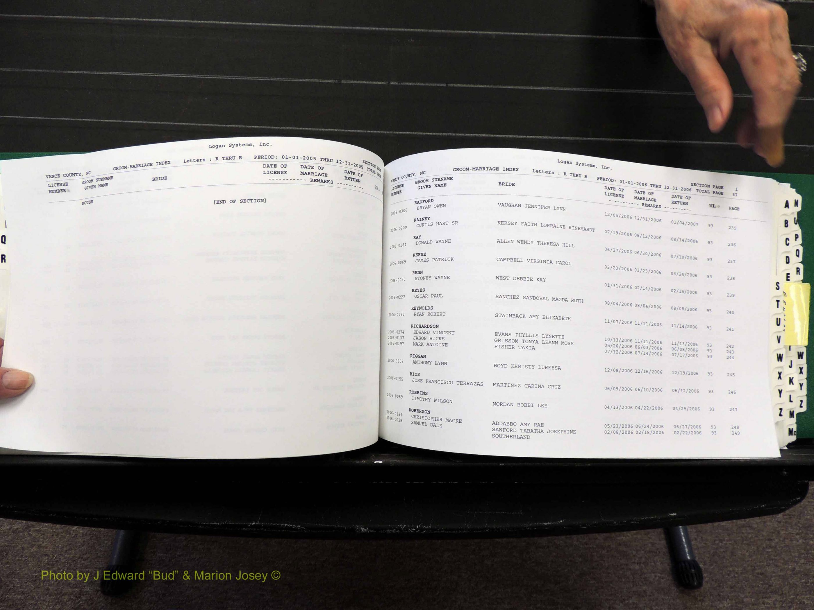Vance Co, NC, Marriages, A-Z, 2005-2010 (205).JPG