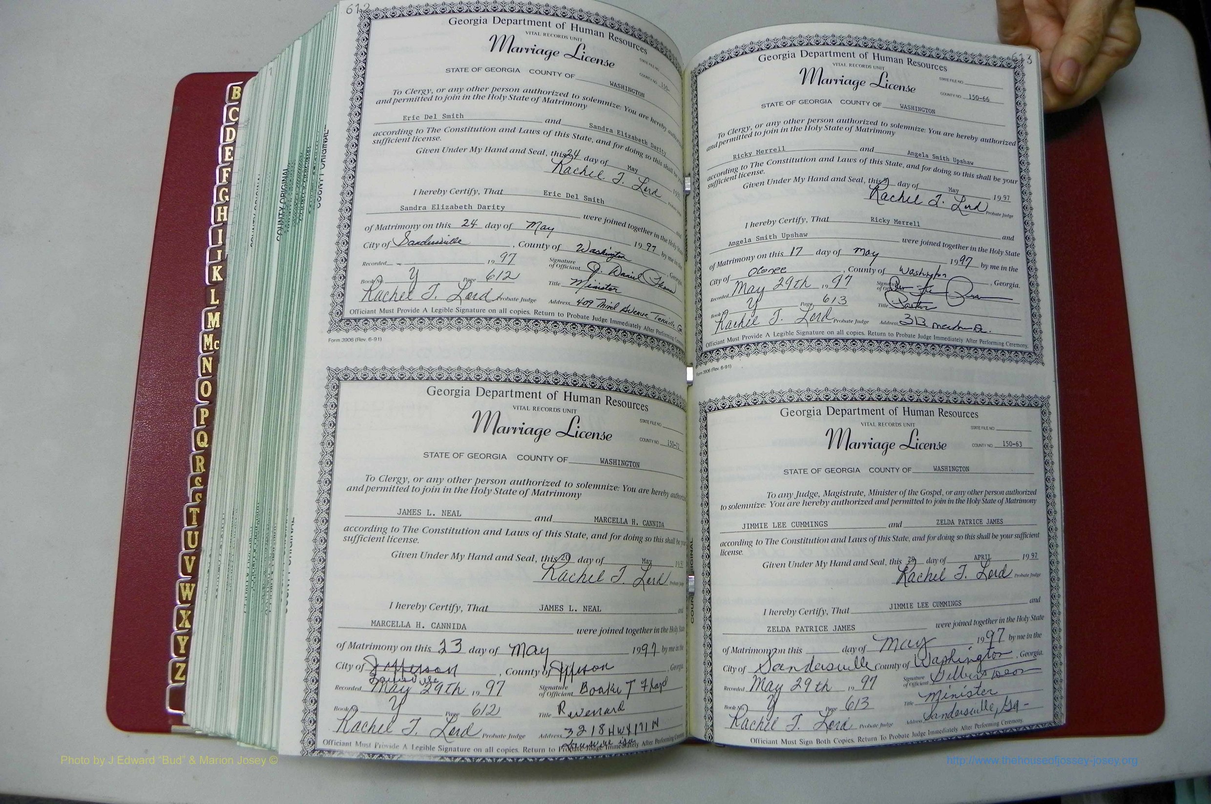 Wash GA, Marr. Book Y, 1990 - 1998, P 612-613.JPG