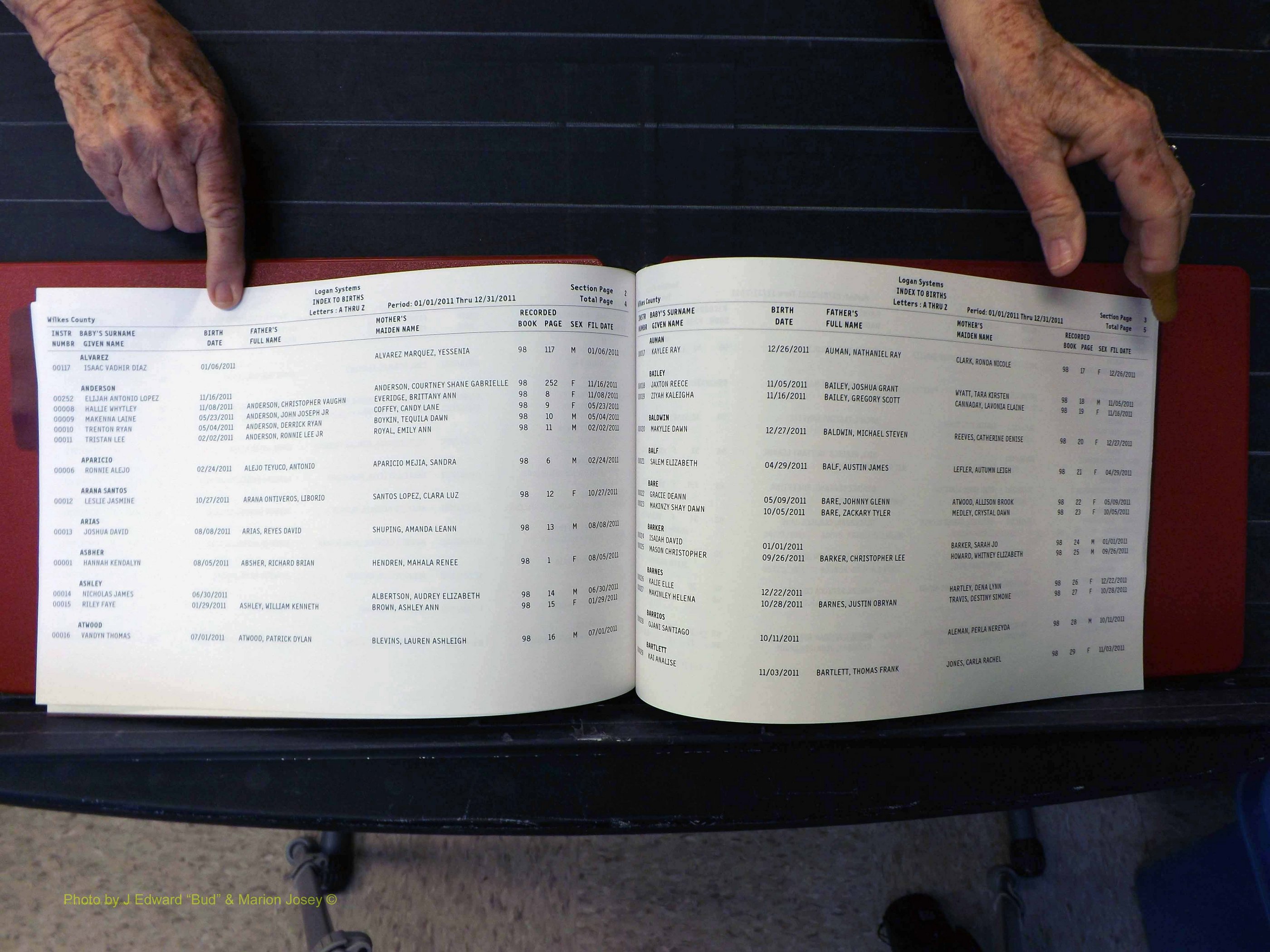 Wilkes Co, NC, Births & Deaths, A-Z, 2011-2012 (123).JPG