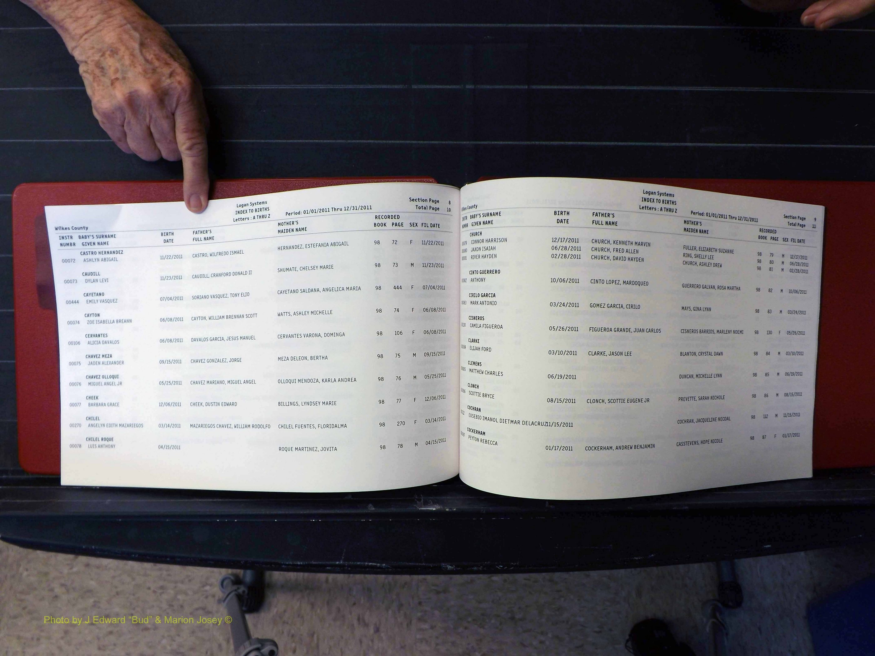 Wilkes Co, NC, Births & Deaths, A-Z, 2011-2012 (126).JPG