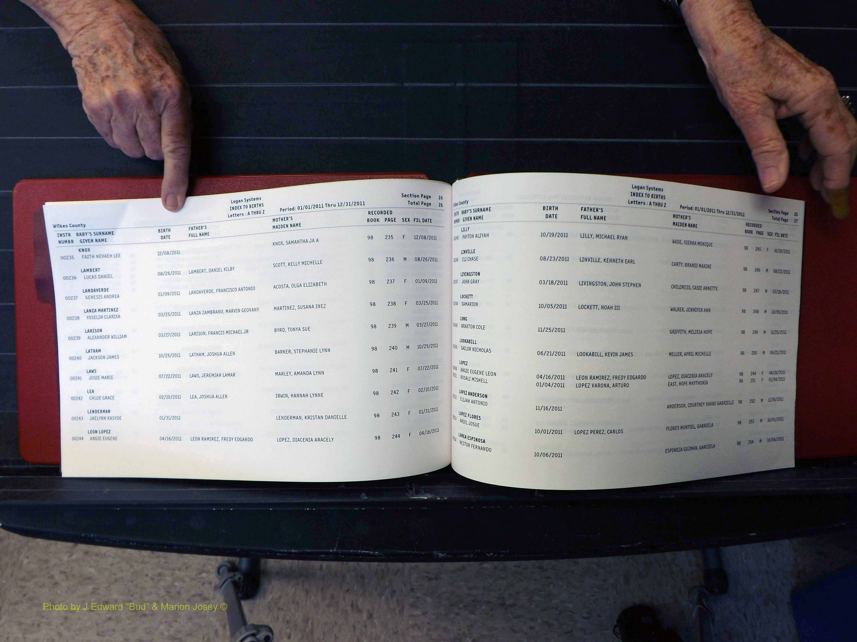 Wilkes Co, NC, Births & Deaths, A-Z, 2011-2012 (134).JPG