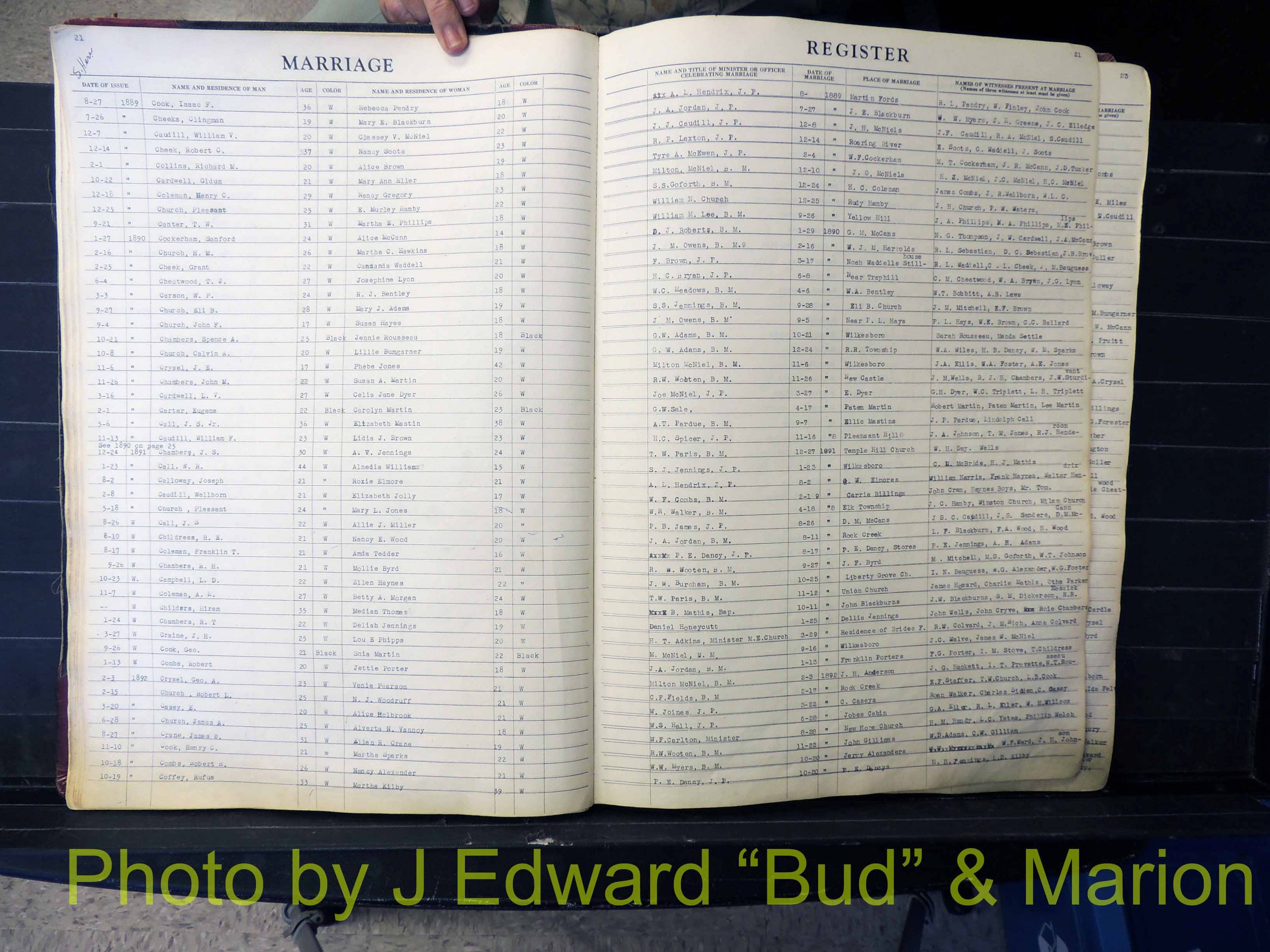 Wilkes Co, NC, Marriage Book 1, 1870-1940 (122).JPG