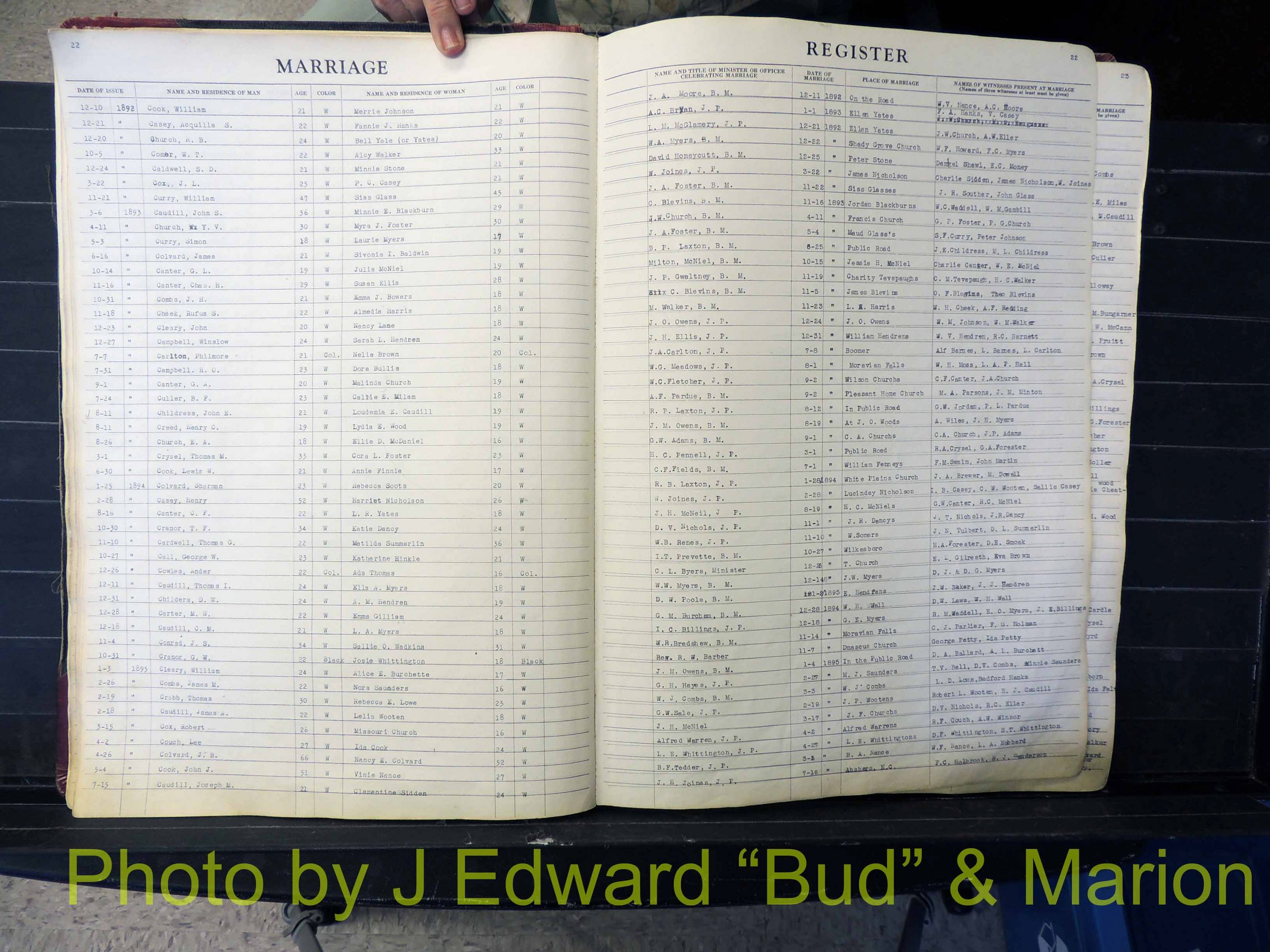 Wilkes Co, NC, Marriage Book 1, 1870-1940 (123).JPG