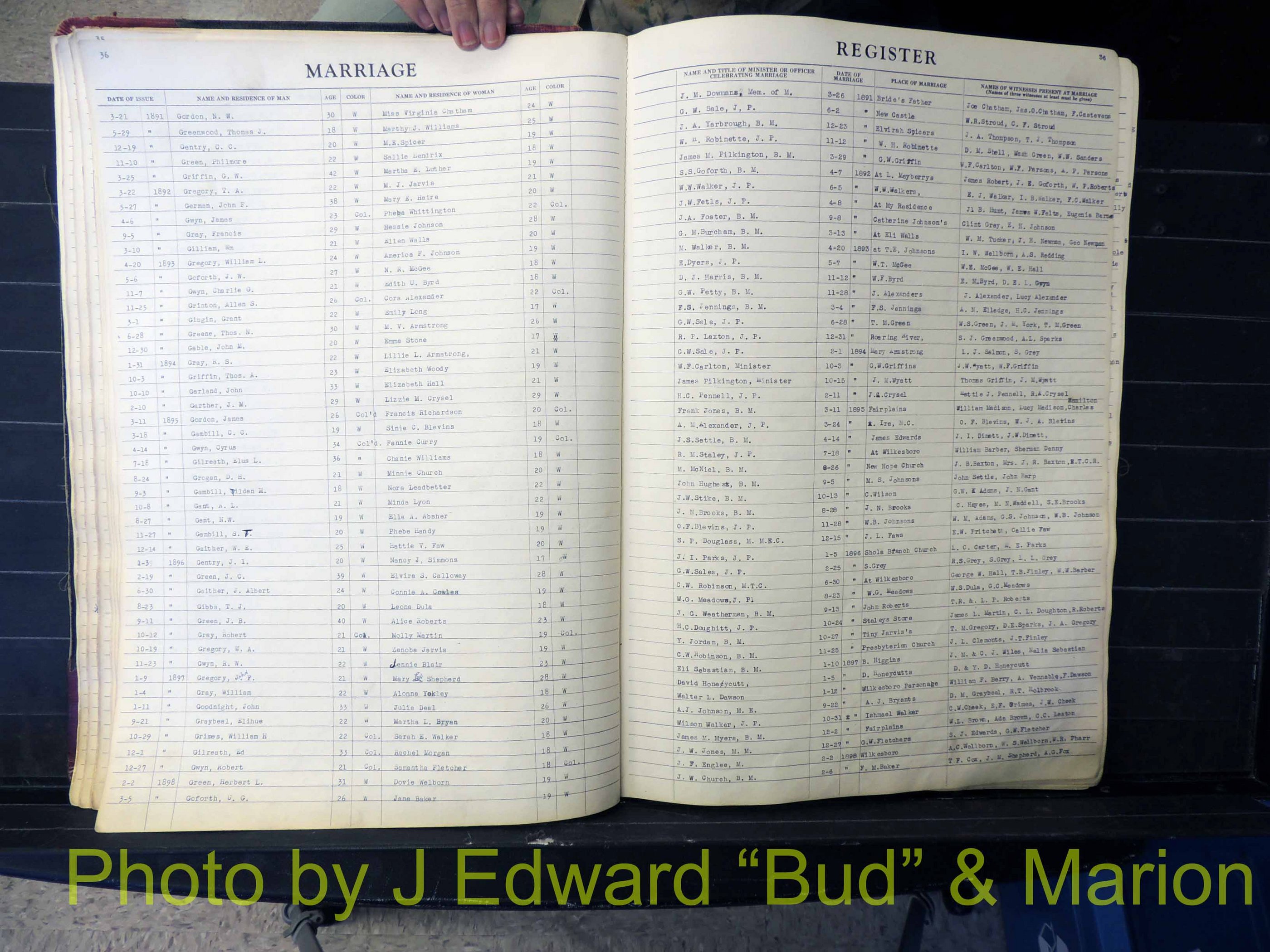 Wilkes Co, NC, Marriage Book 1, 1870-1940 (137).JPG