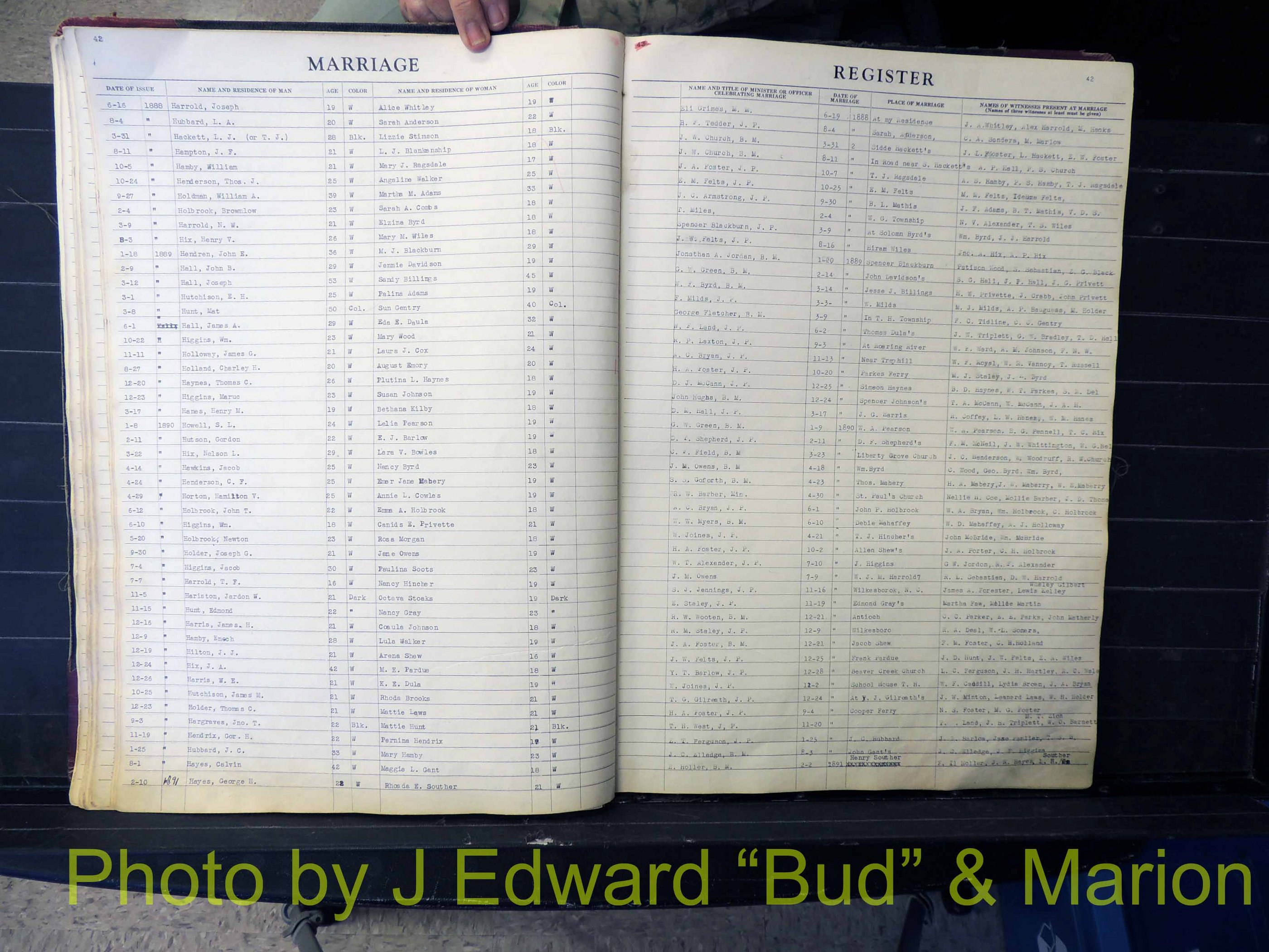 Wilkes Co, NC, Marriage Book 1, 1870-1940 (143).JPG