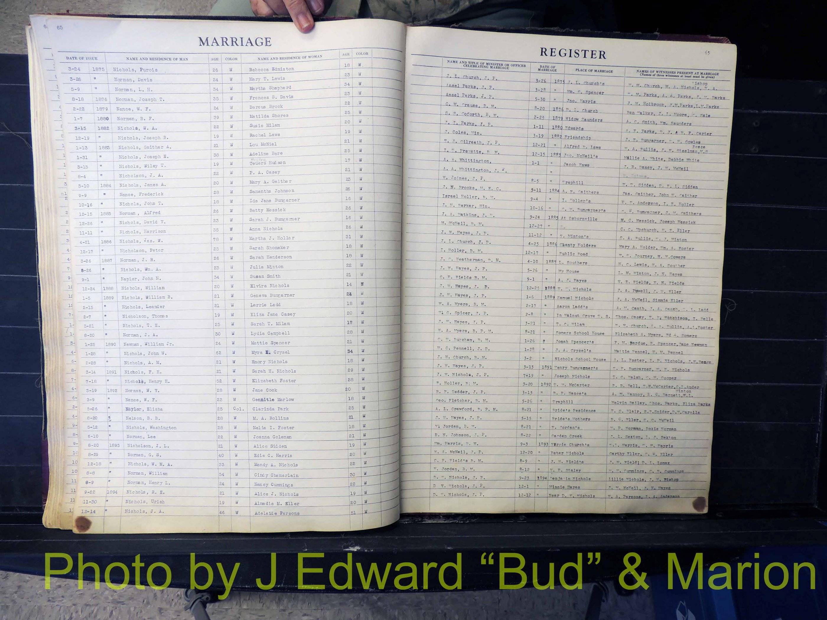 Wilkes Co, NC, Marriage Book 1, 1870-1940 (166).JPG