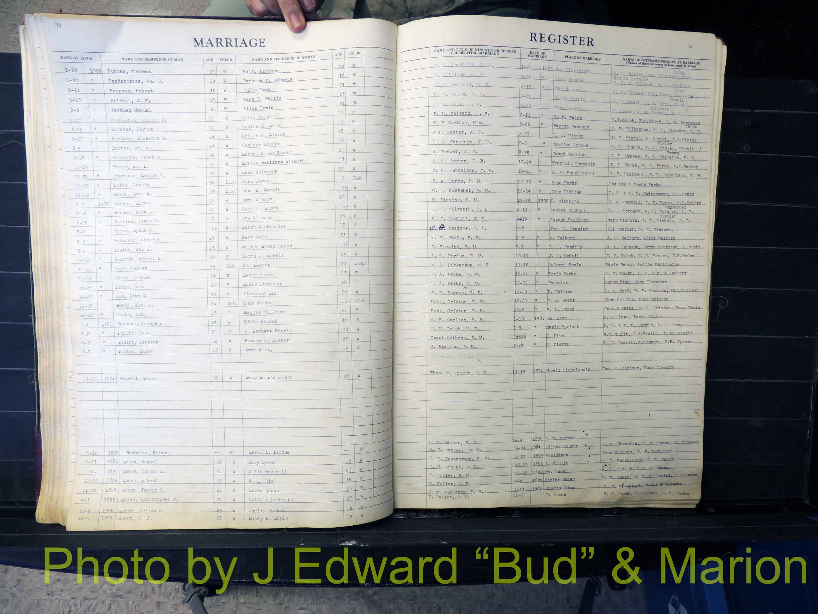 Wilkes Co, NC, Marriage Book 1, 1870-1940 (173).JPG