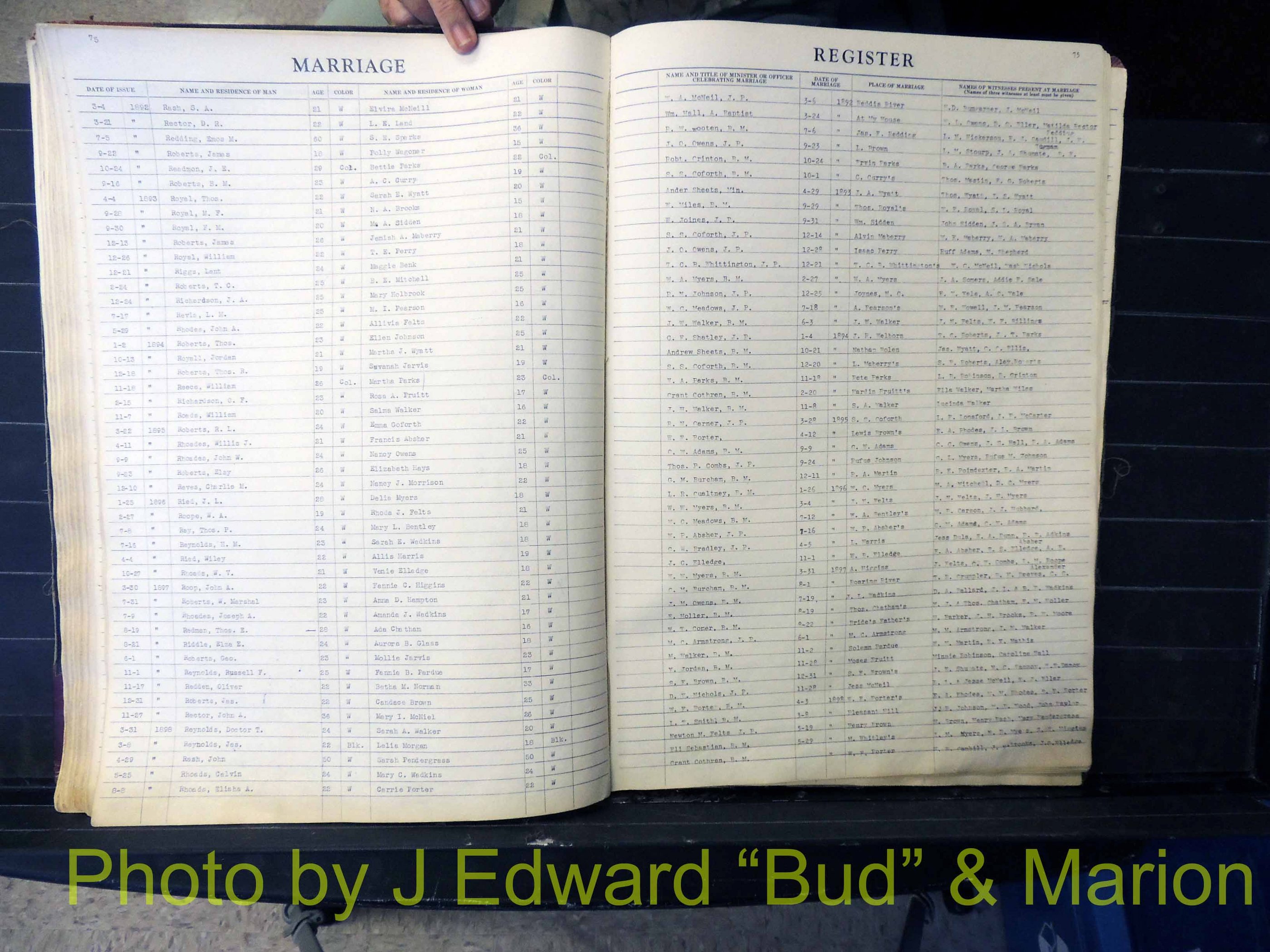 Wilkes Co, NC, Marriage Book 1, 1870-1940 (176).JPG