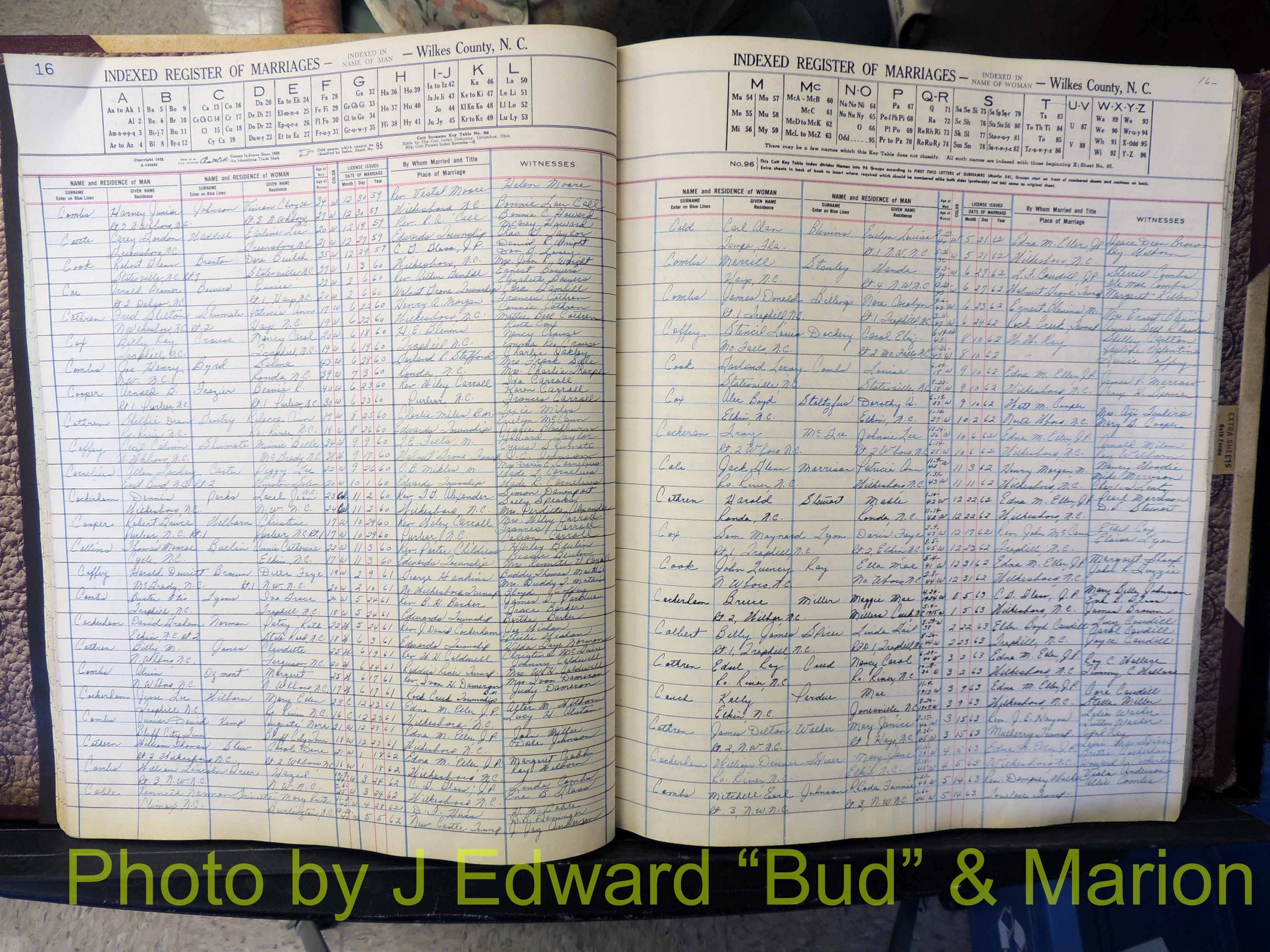 Wilkes Co, NC, Marriage Book 6, 1957-1965 (124).JPG