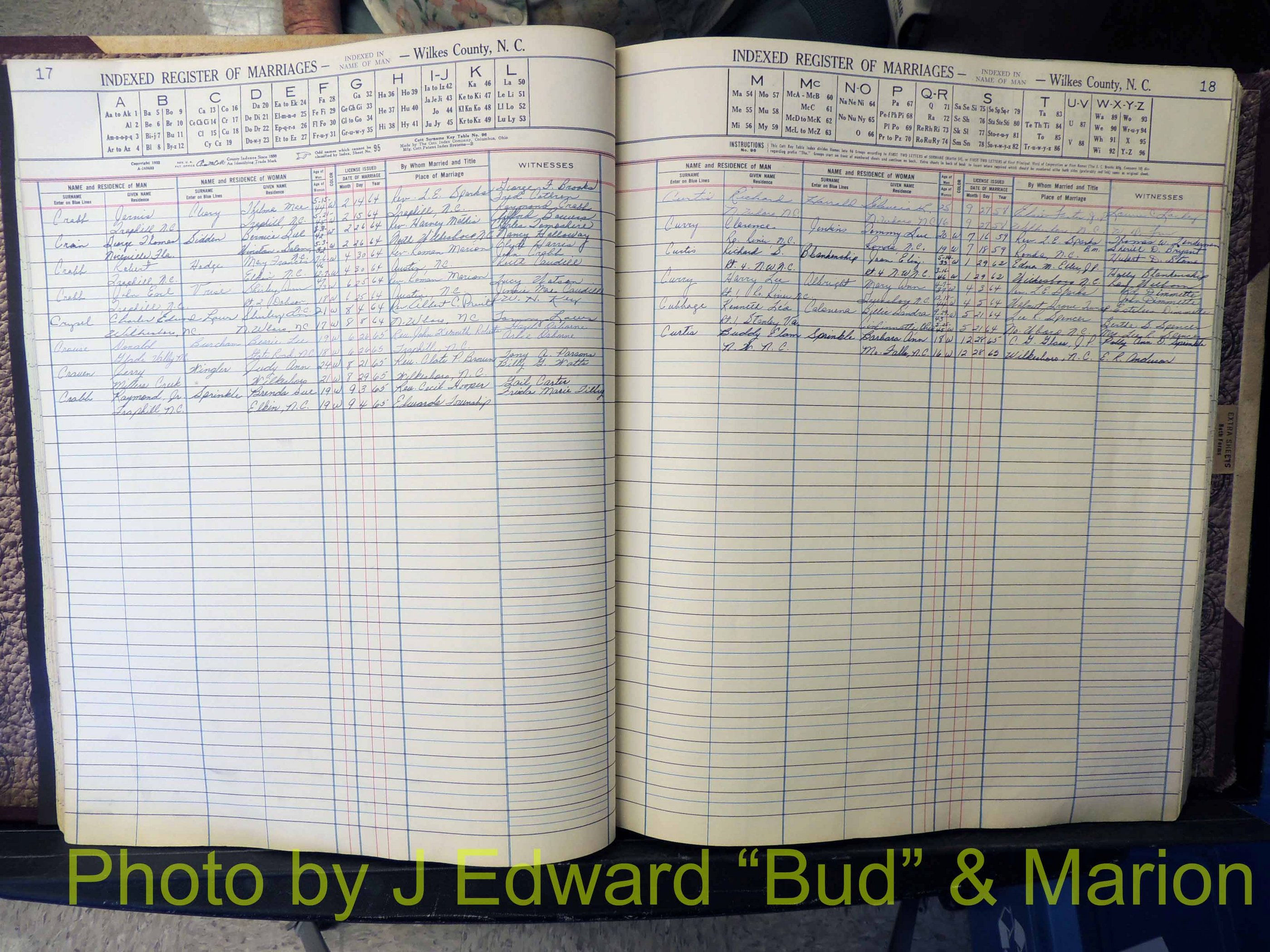 Wilkes Co, NC, Marriage Book 6, 1957-1965 (127).JPG