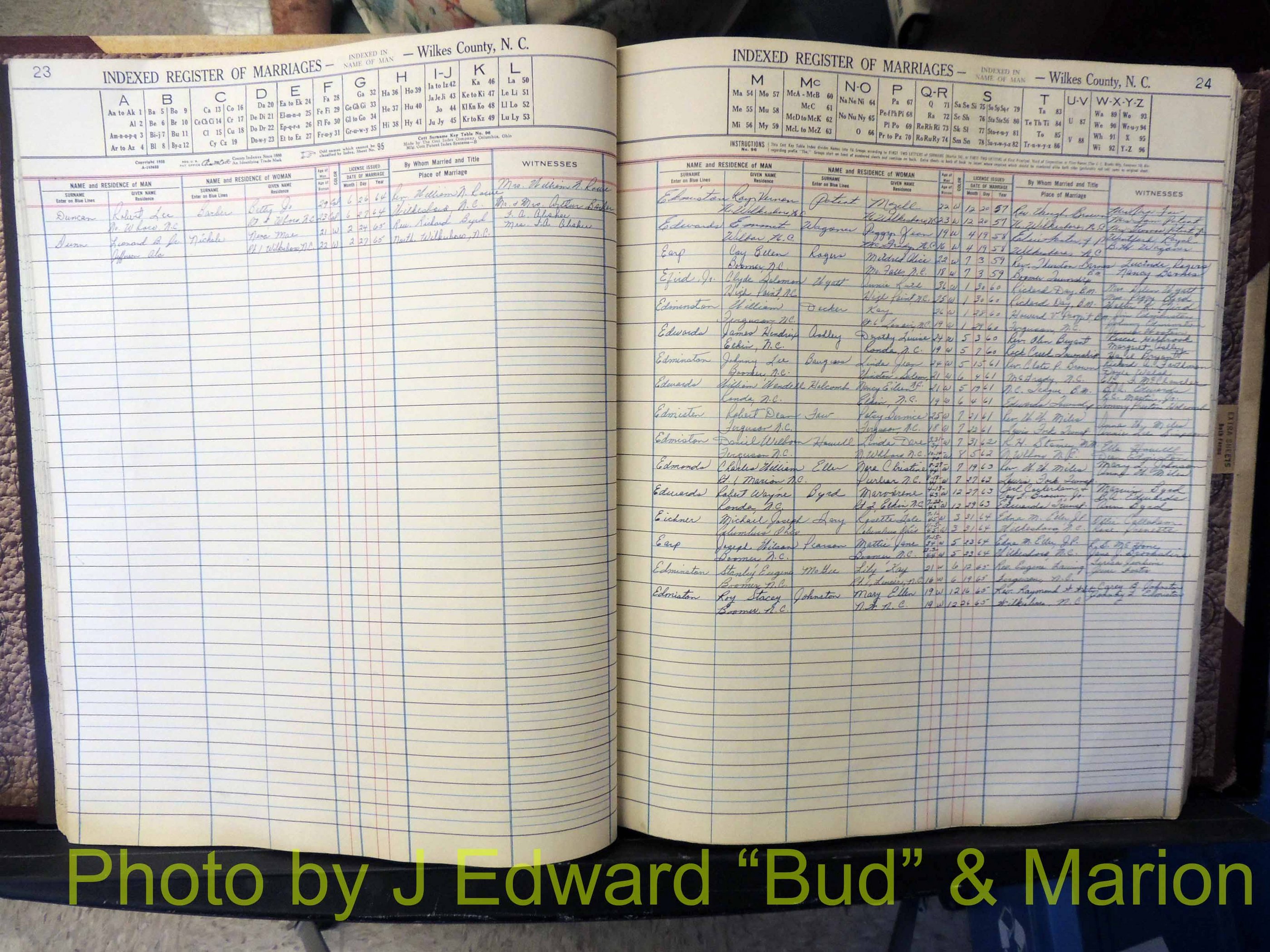 Wilkes Co, NC, Marriage Book 6, 1957-1965 (133).JPG
