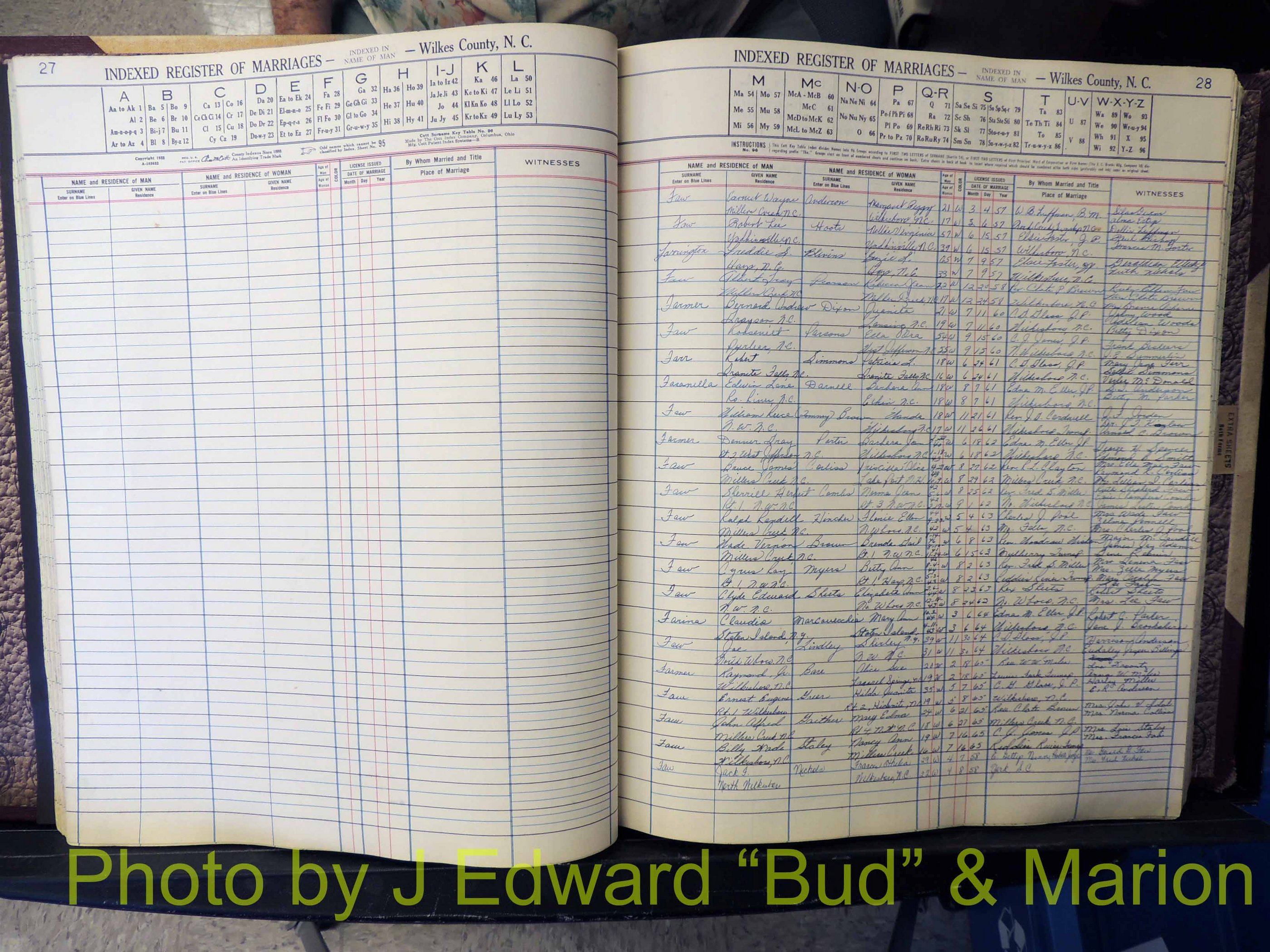 Wilkes Co, NC, Marriage Book 6, 1957-1965 (138).JPG