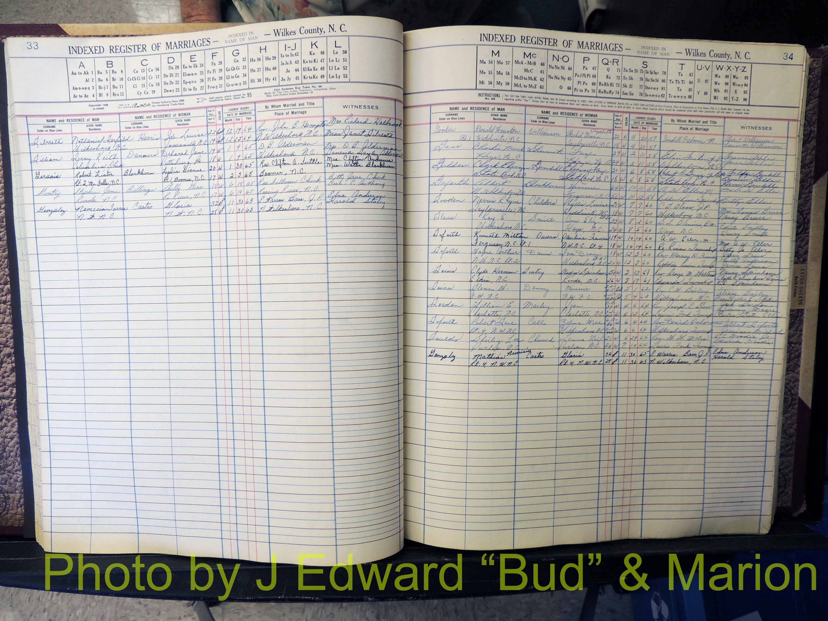 Wilkes Co, NC, Marriage Book 6, 1957-1965 (144).JPG