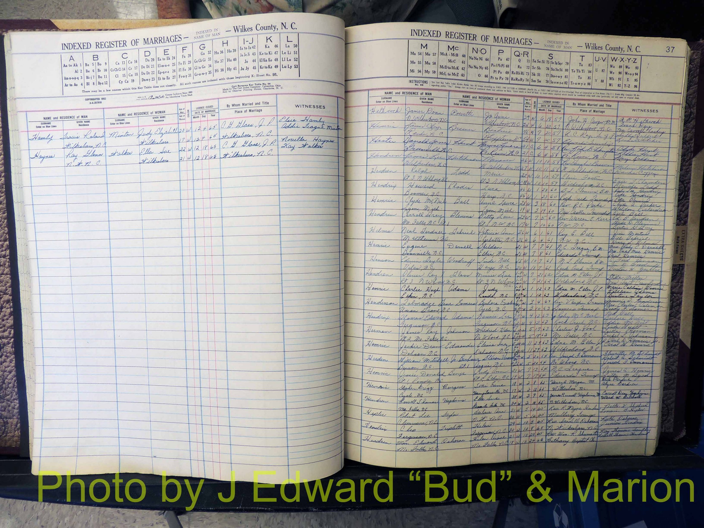 Wilkes Co, NC, Marriage Book 6, 1957-1965 (151).JPG