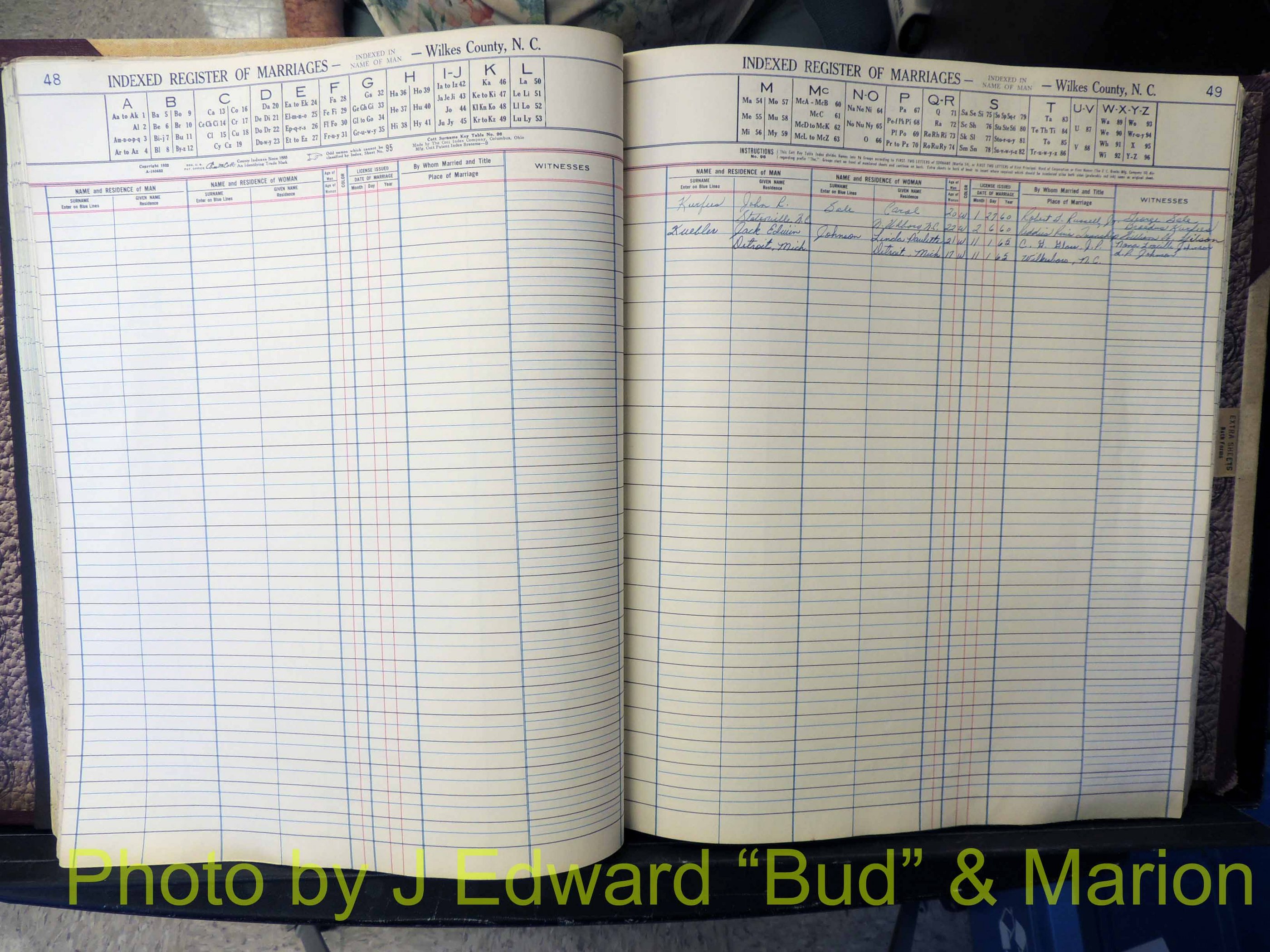 Wilkes Co, NC, Marriage Book 6, 1957-1965 (167).JPG