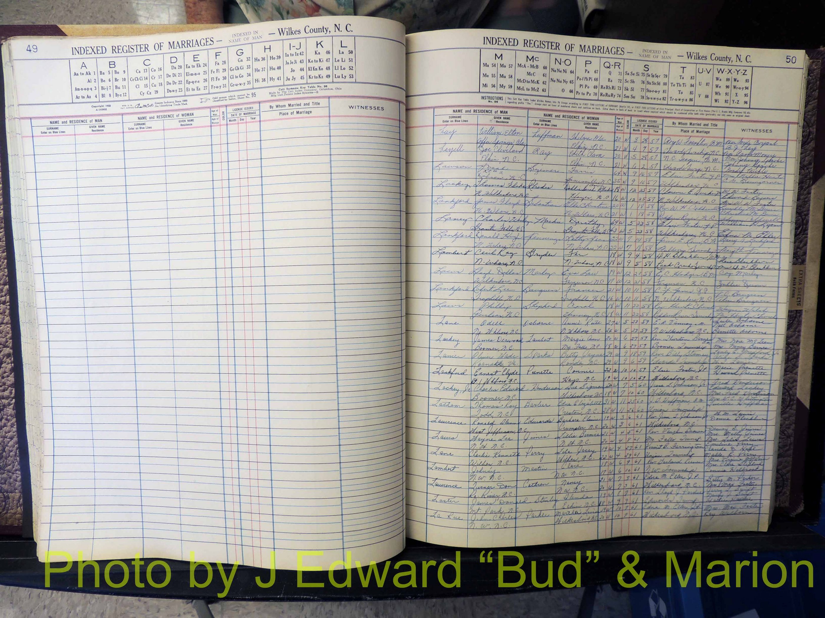 Wilkes Co, NC, Marriage Book 6, 1957-1965 (168).JPG