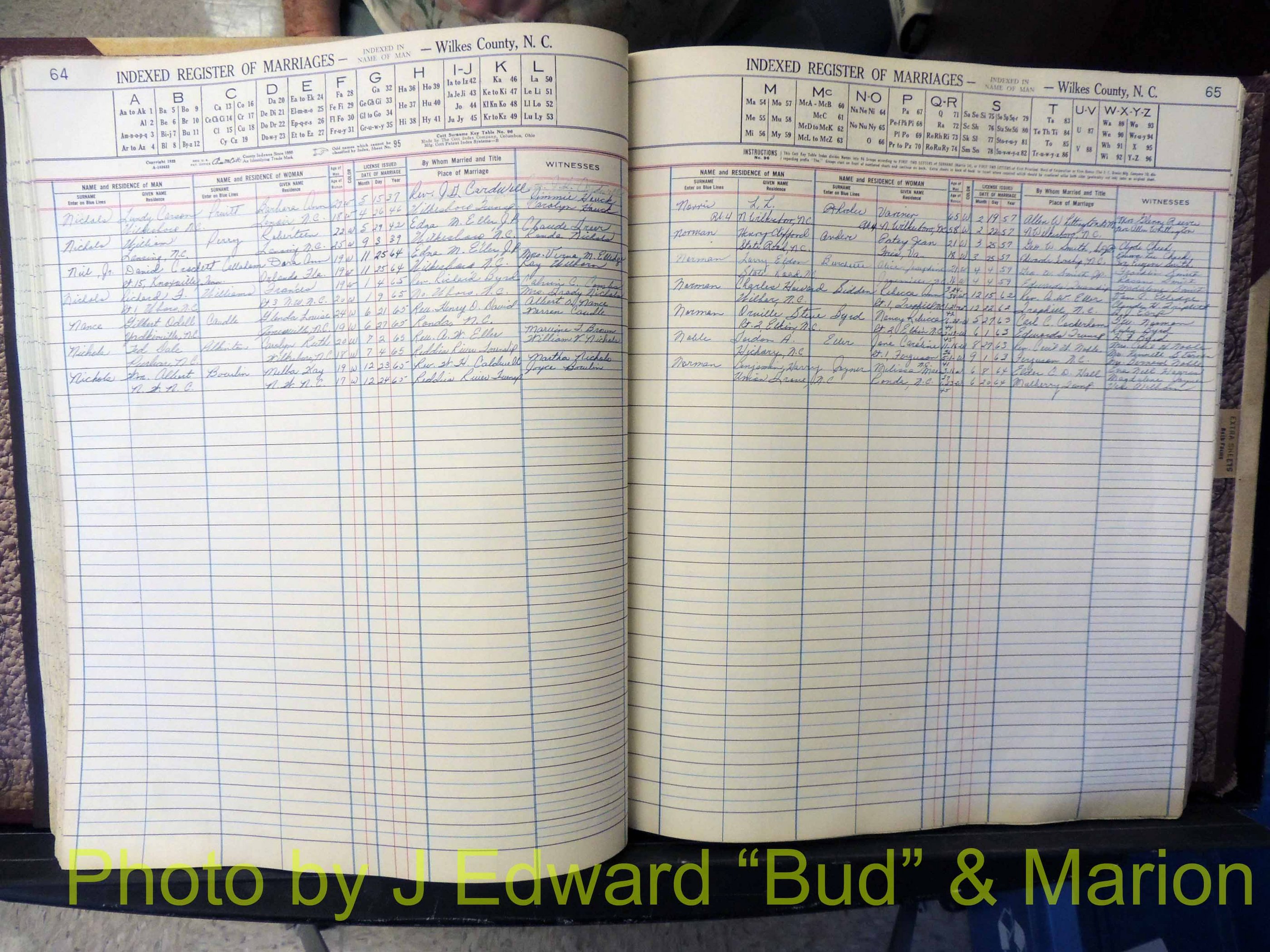 Wilkes Co, NC, Marriage Book 6, 1957-1965 (185).JPG