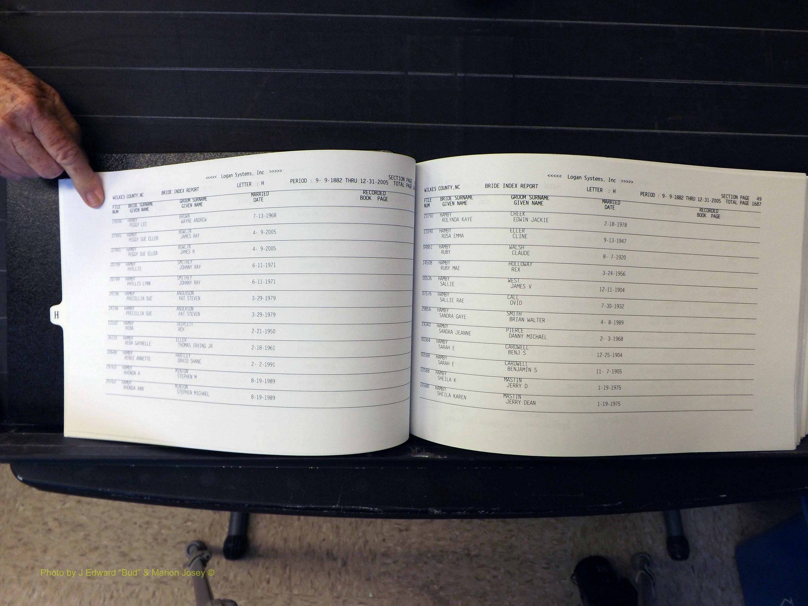 Wilkes Co, NC, Marriages, Female Index, 1882-2005 (125).JPG