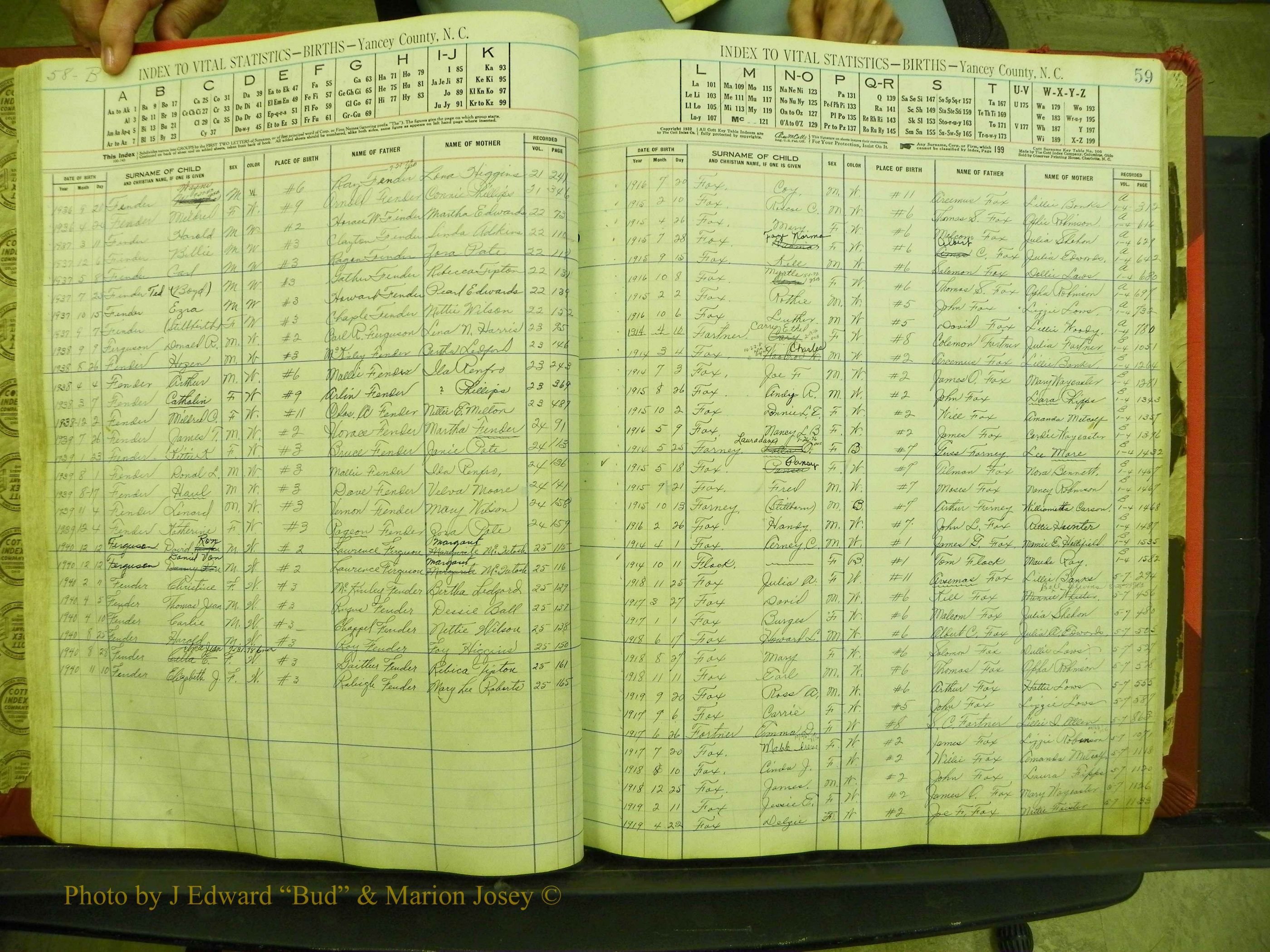 Yancey Births, 1913-1939, Index F, 58b-59.JPG