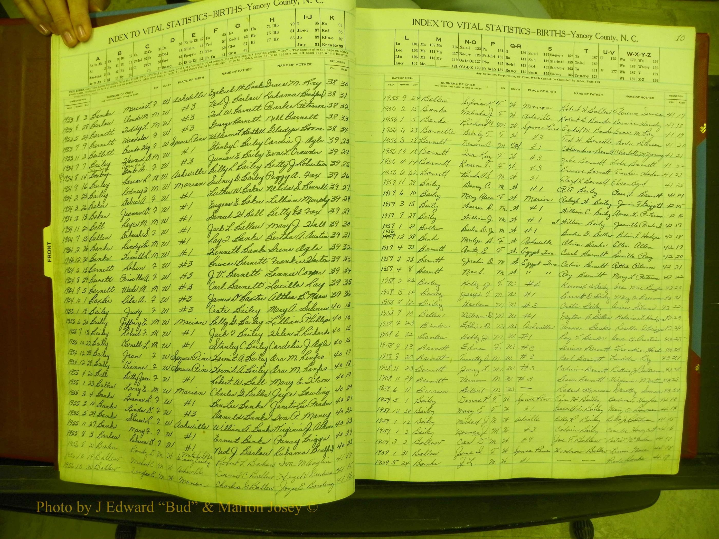 Yancey Births, 1940-1994, Index B, 10a.JPG