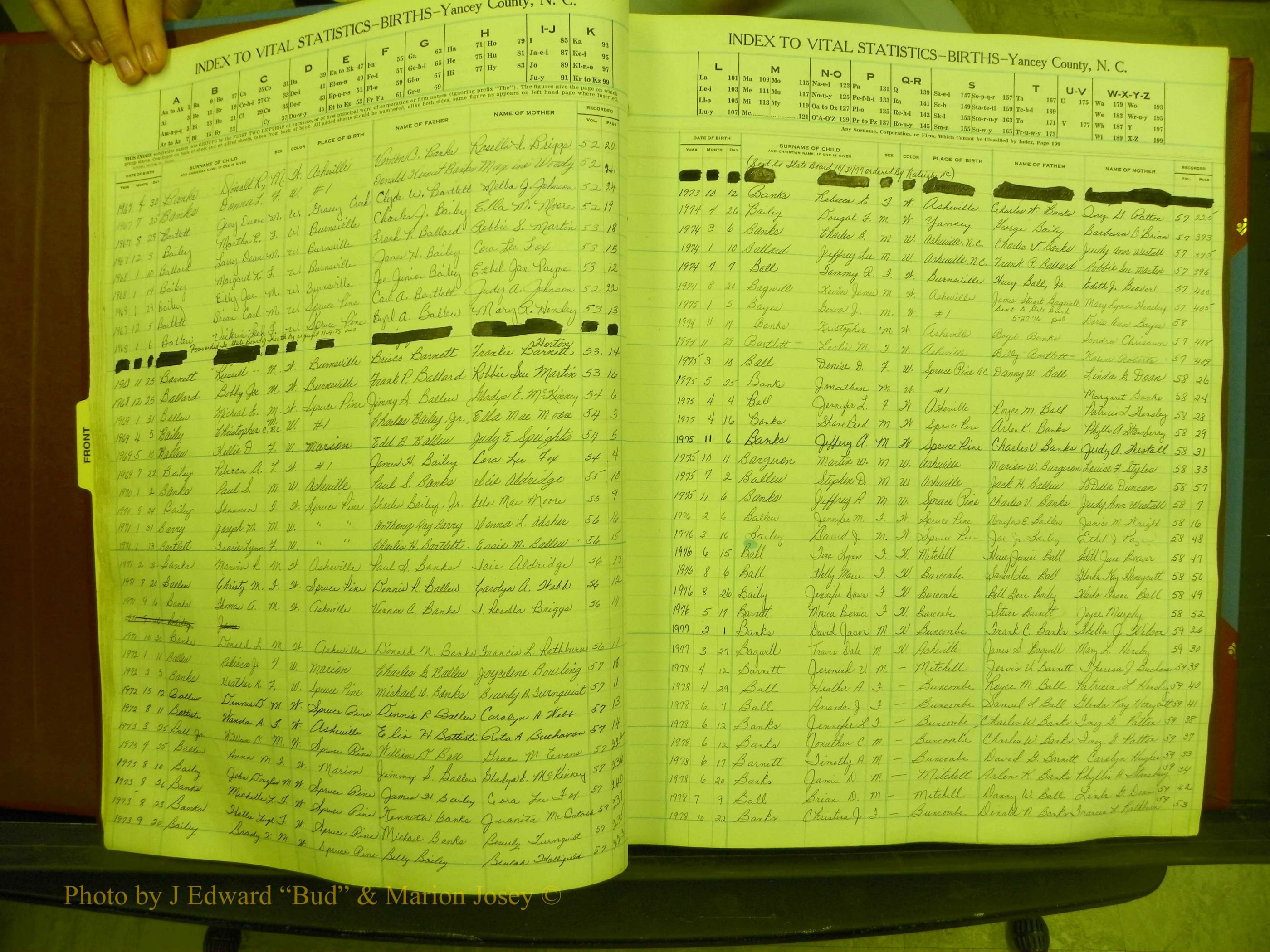 Yancey Births, 1940-1994, Index B, 10c.JPG