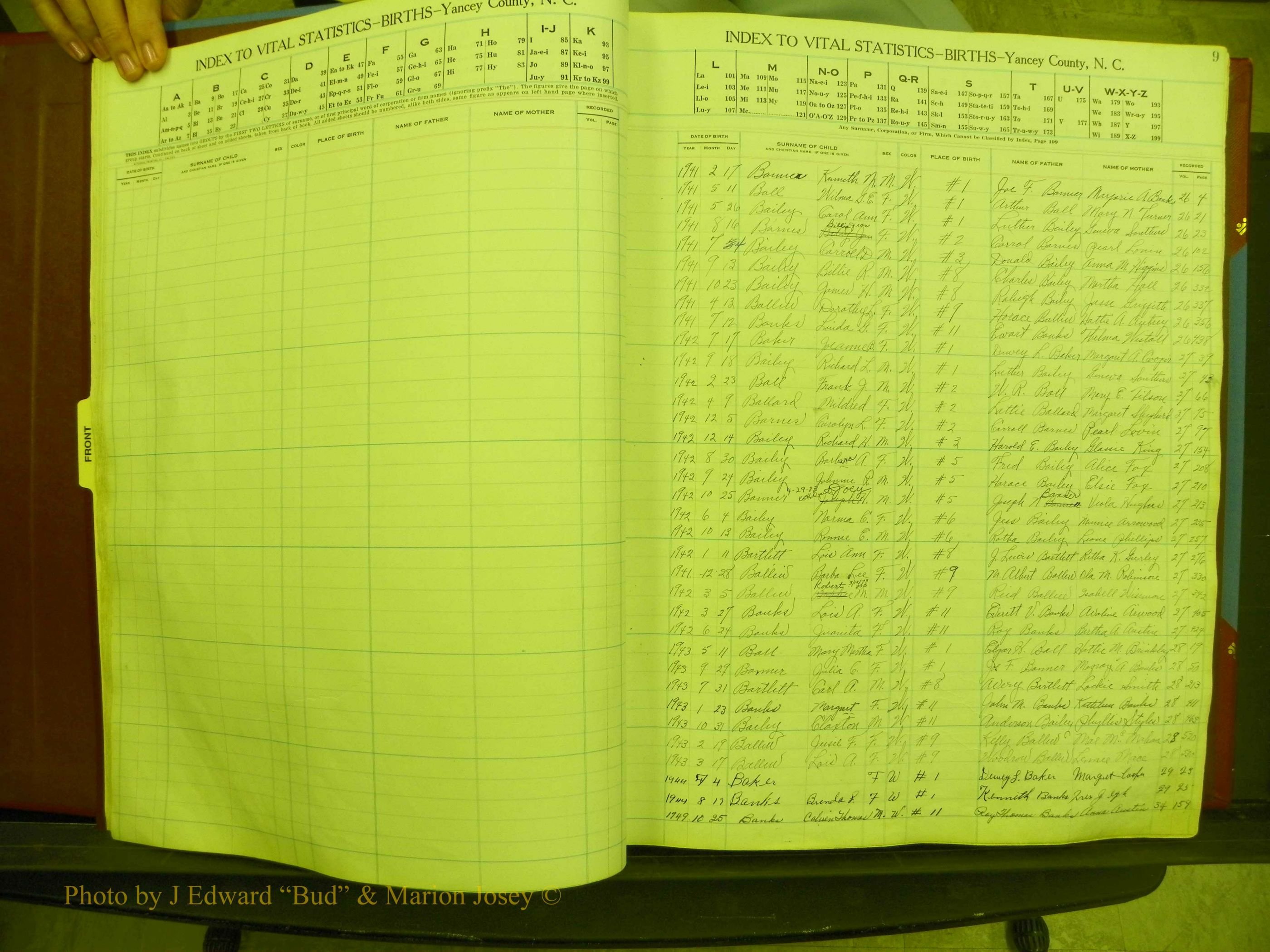 Yancey Births, 1940-1994, Index B, 9.JPG