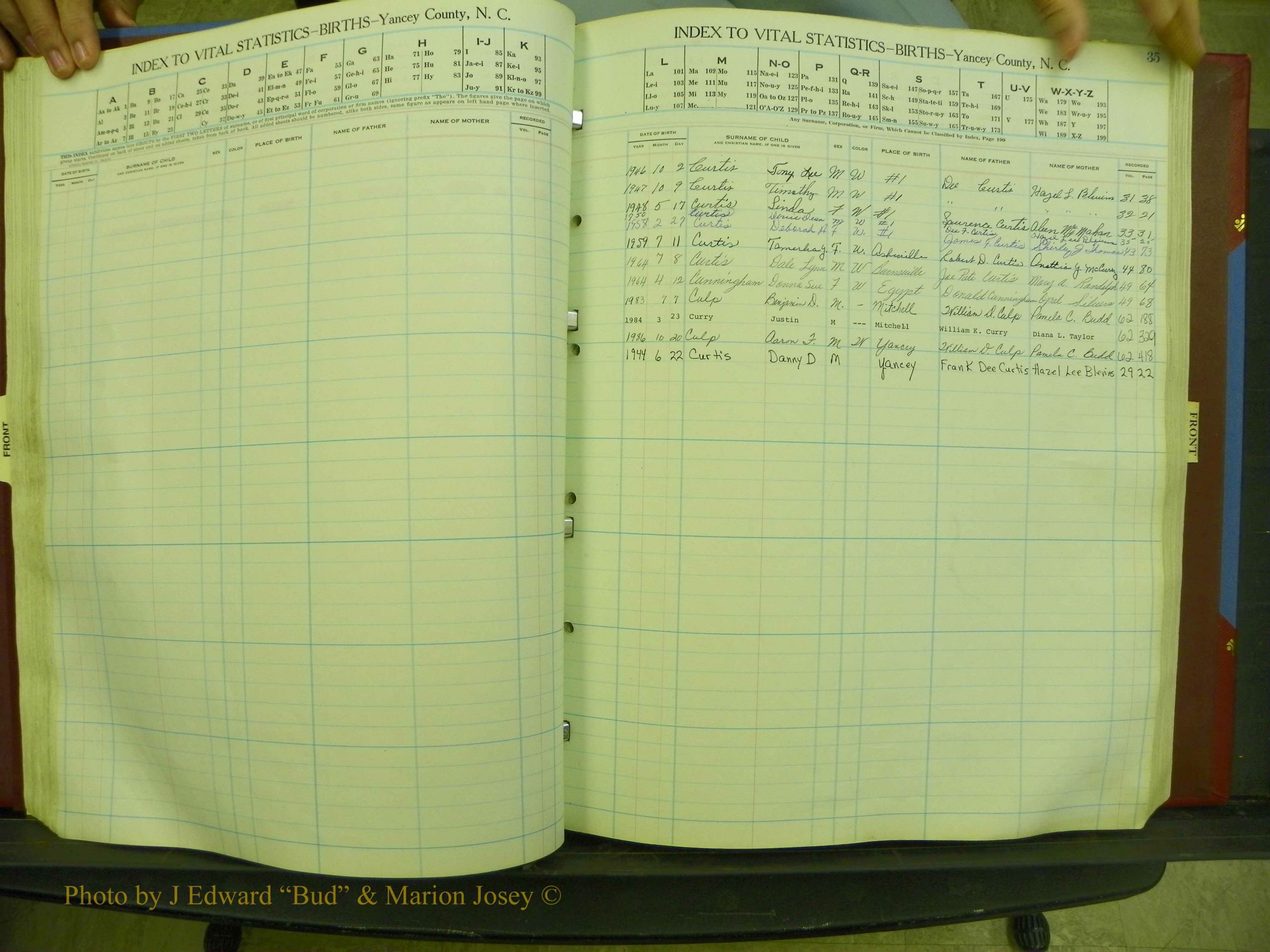 Yancey Births, 1940-1994, Index C, 35.JPG