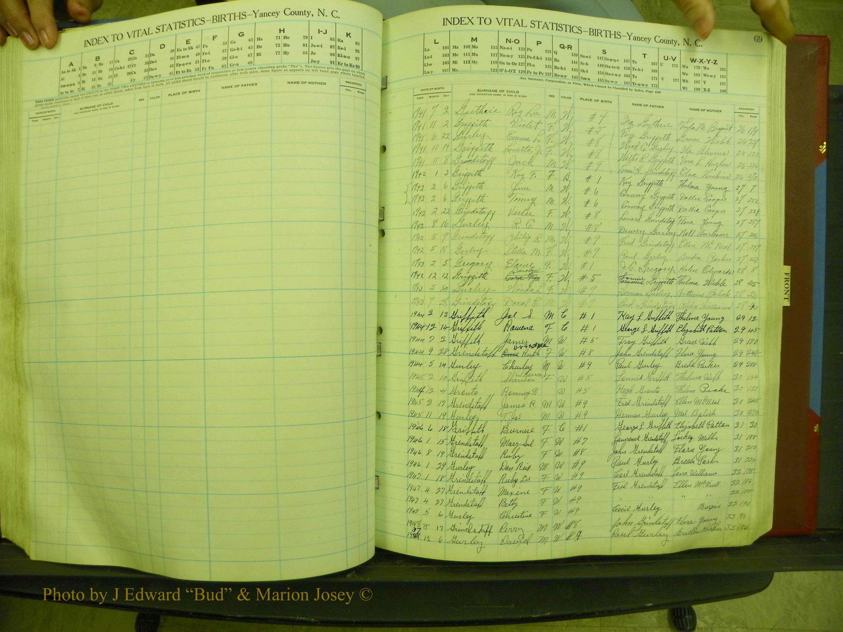 Yancey Births, 1940-1994, Index G, 69.JPG