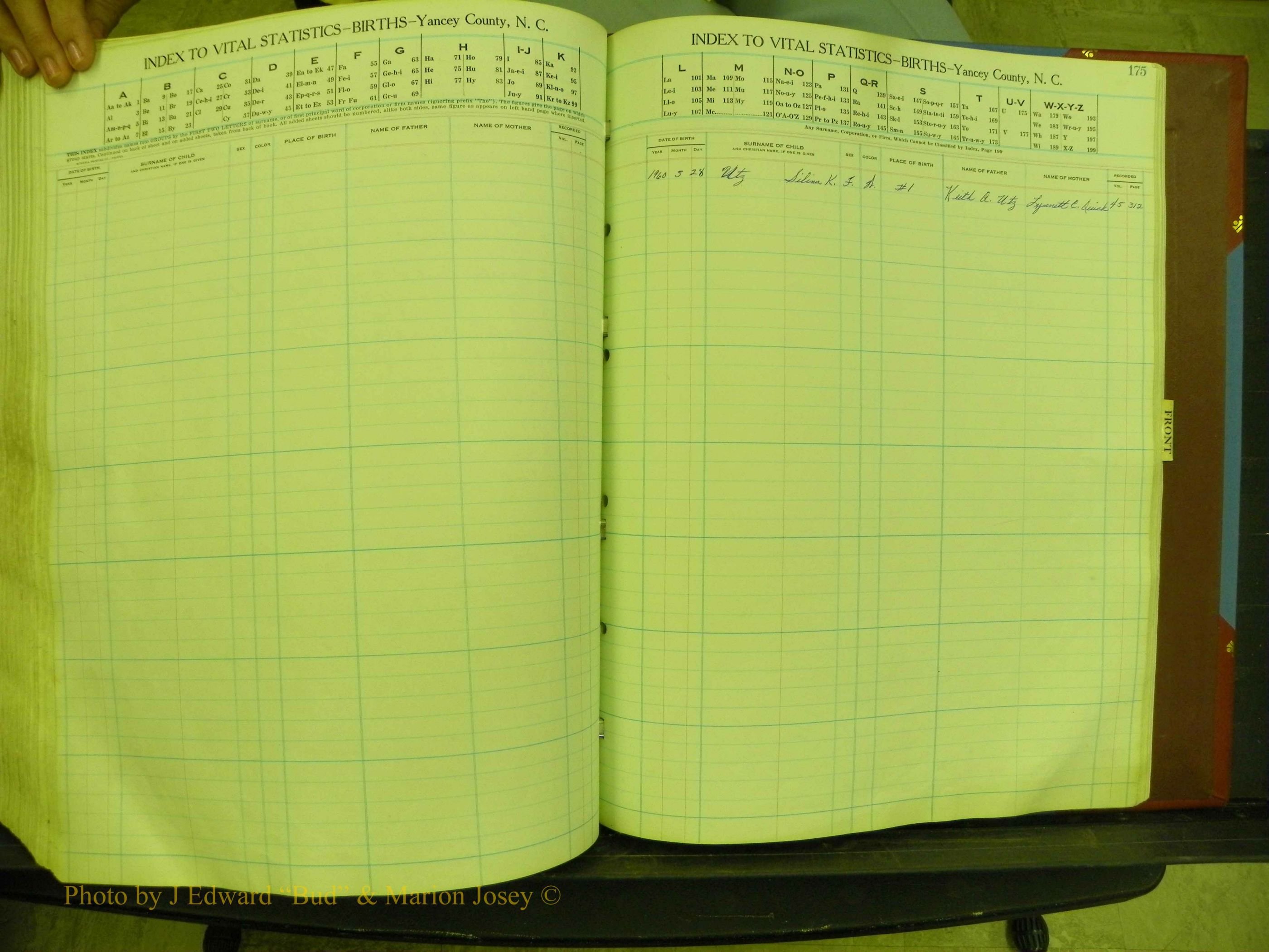 Yancey Births, 1940-1994, Index U, 175.JPG